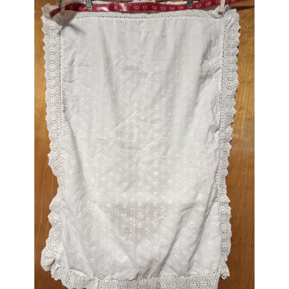 Vintage White Eyelet Pillowcase Crochet Lace Trim 30 x 18 Cottage Shabby Chic